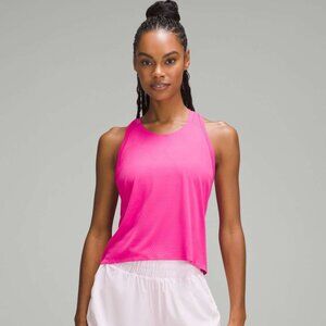 Lululemon Fast and Free Race Length Tank Sonic Pink 8 Lightweight Sheer Mesh NEW